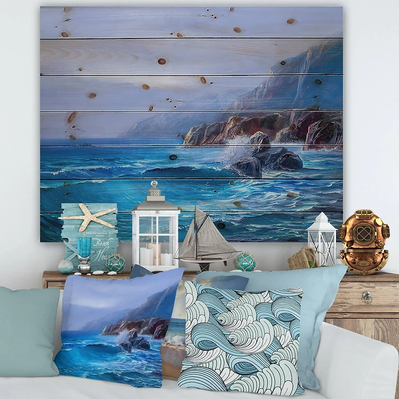 Designart - Morning On Sea Wave Paints On A Canvas