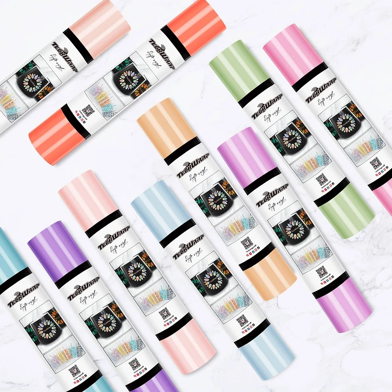 TeckWrapCraft Pastel Glossy Vinyl Roll Bundle, 60"