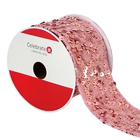 2.5" x 15ft. Blush Sequins Wired Ribbon by Celebrate It®