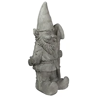 18.5" Gray Gardener Gnome with Shovel Outdoor Garden Statue