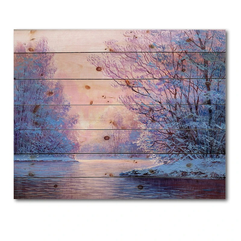 Designart - Winter Landscape With The RiverOriginal