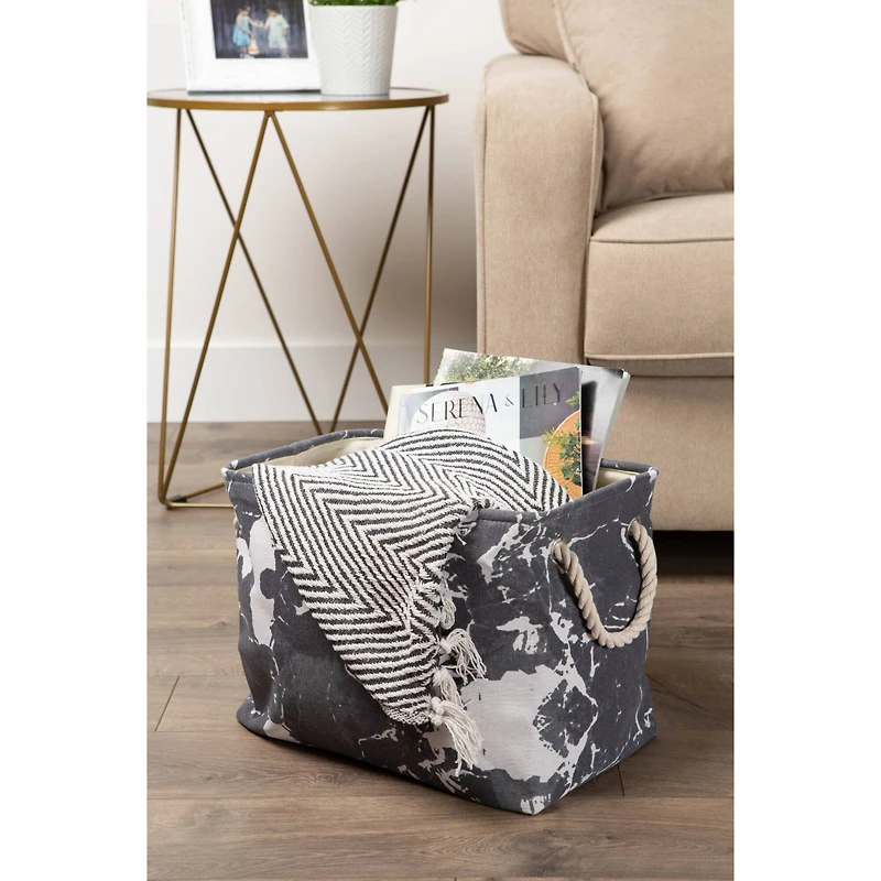 DII® Large Rectangle Marble Black Polyester Bin