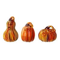 Glitzhome® Multi Striped Glass Pumpkin & Gourd Set