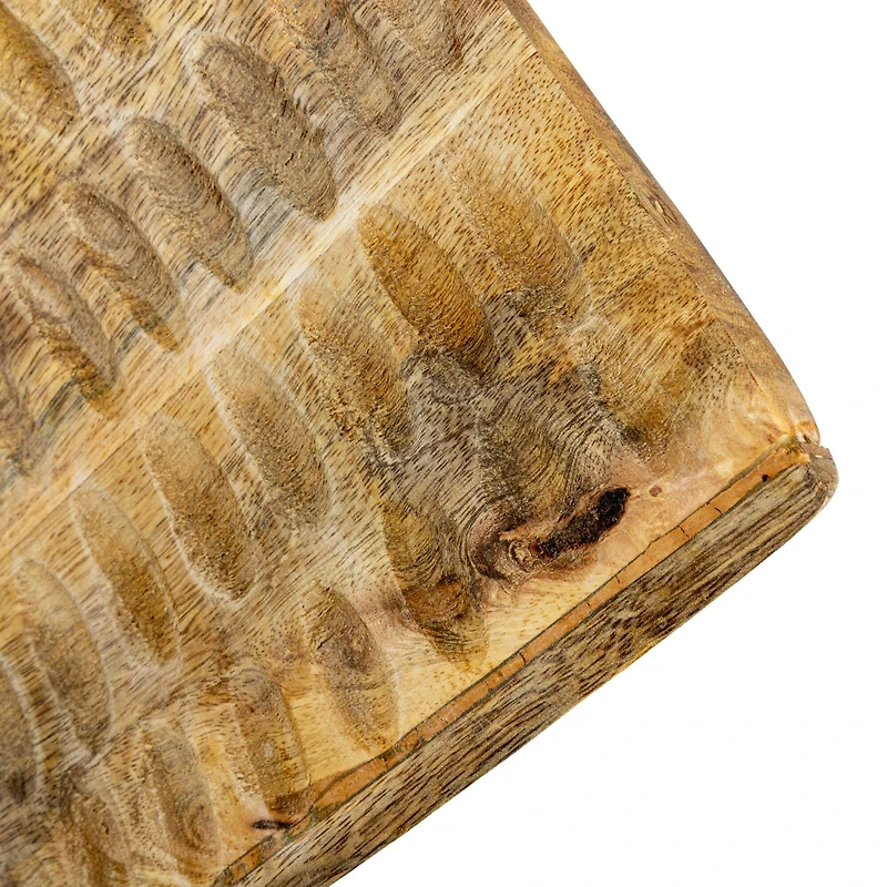 Hello Honey® 16" Natural Boho Hand Carved Curved Wood Tray