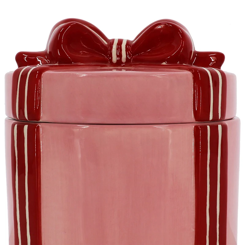 6.5" Pink & Red Gift Ceramic Container with Lid by Ashland®