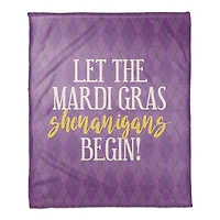 Mardi Gras Shenanigans Argyle Fleece Throw