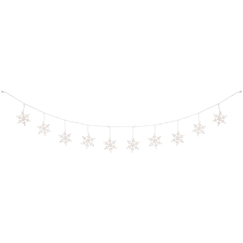 100 Clear Twinkling Snowflake Icicle Christmas Lights - 8.6 ft White Wire