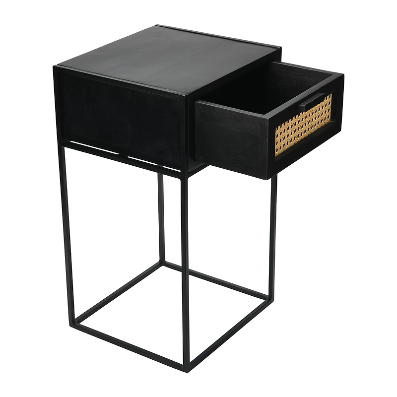 Hello Honey® 22" Black Cane & Mango Wood End Table