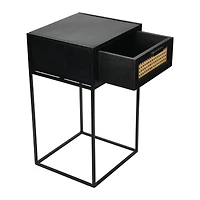 Hello Honey® 22" Black Cane & Mango Wood End Table