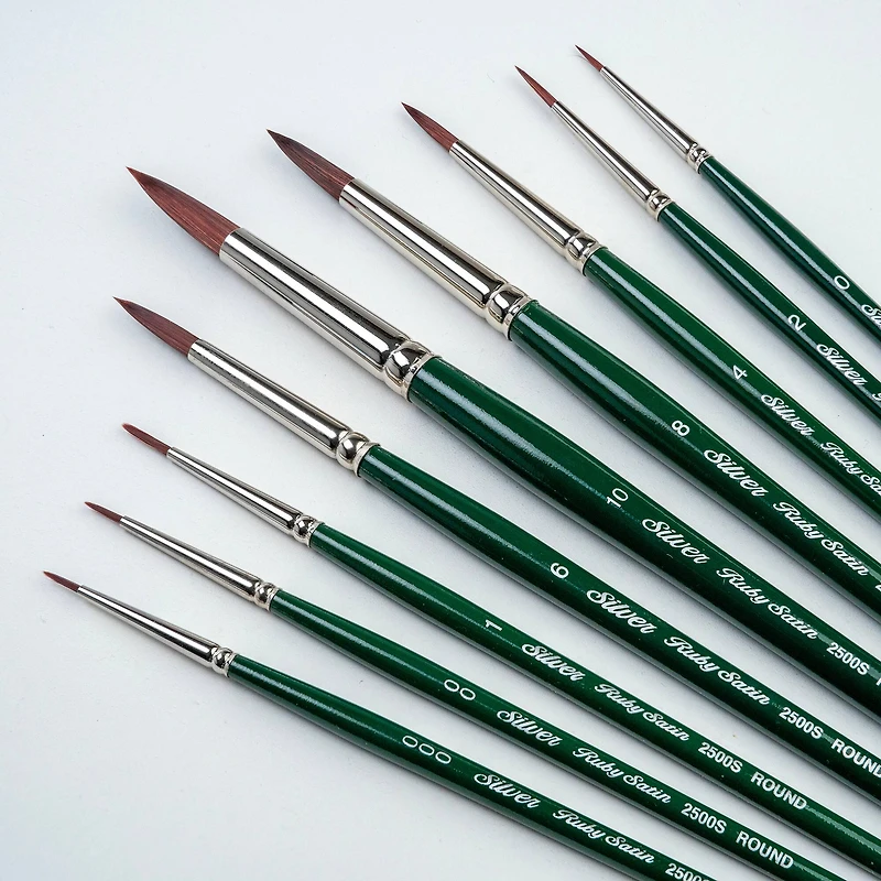 Silver Brush Limited Ruby Satin® 9 Round Brush Set