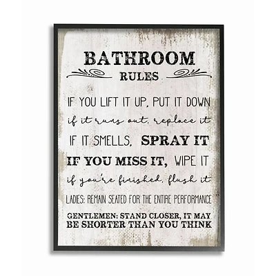 Stupell Industries Bathroom Rules Black Framed Wall Art