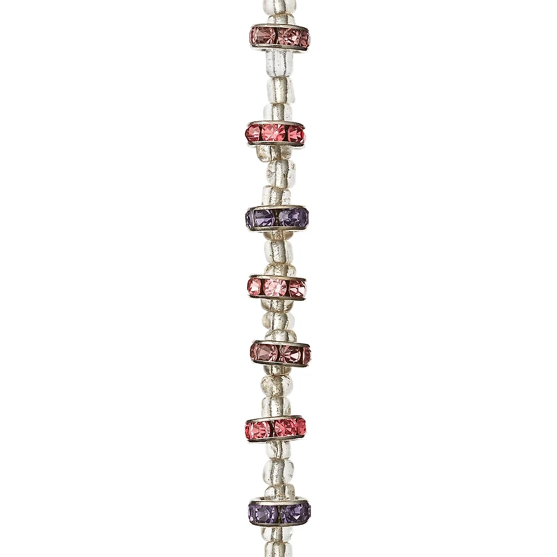 Purple & Pink Rhinestone Rondel Beads, 8mm by Bead Landing™