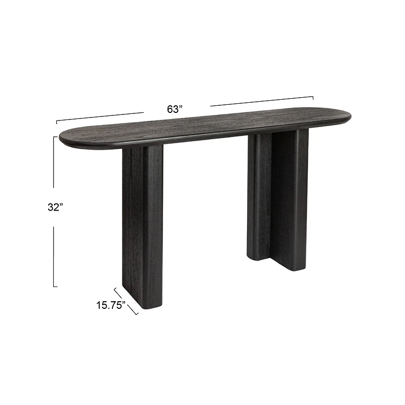 Hello Honey® Black Asymmetrical Fir Wood & Sycamore Wood Console Table