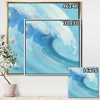 Designart - Ocean Wave Handpainted with White Foam - Nautical & Coastal Framed Canvas