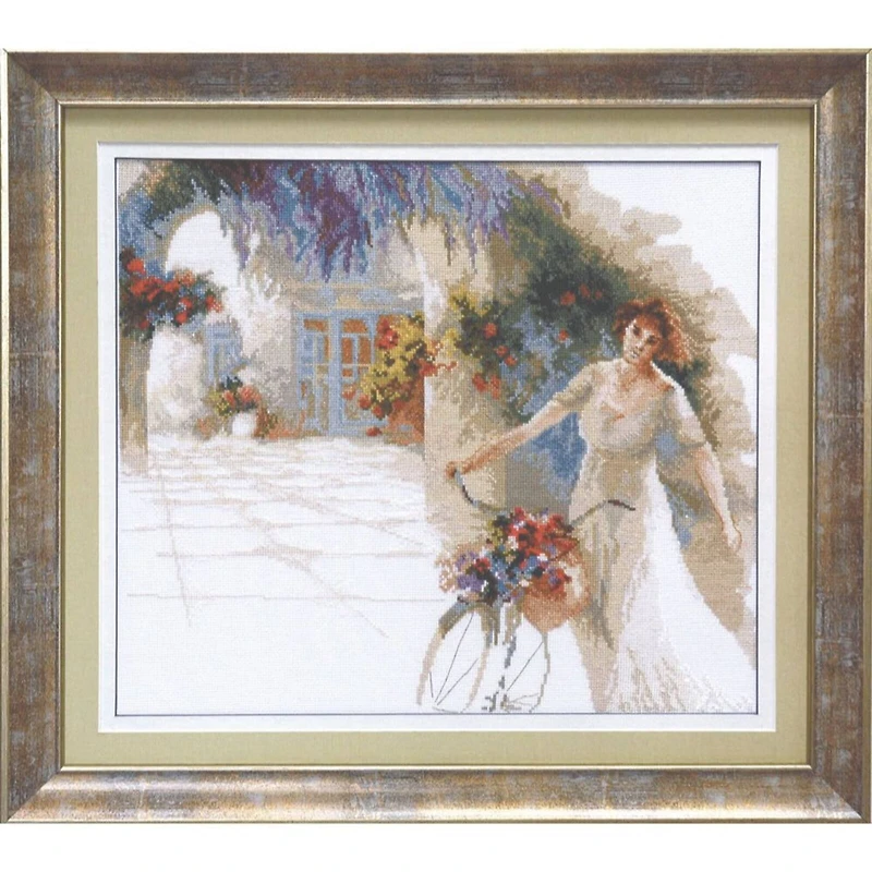 Charivna Mit Cross-stitch kit A girl with flowers