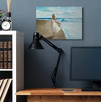 Stupell Industries Walk On The Beach Blue Ocean Painting Canvas Wall Art