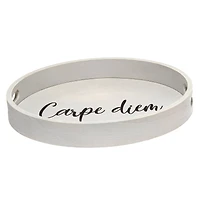 Elegant Designs™ 13.8" Round Carpe Diem Serving Tray with Handles