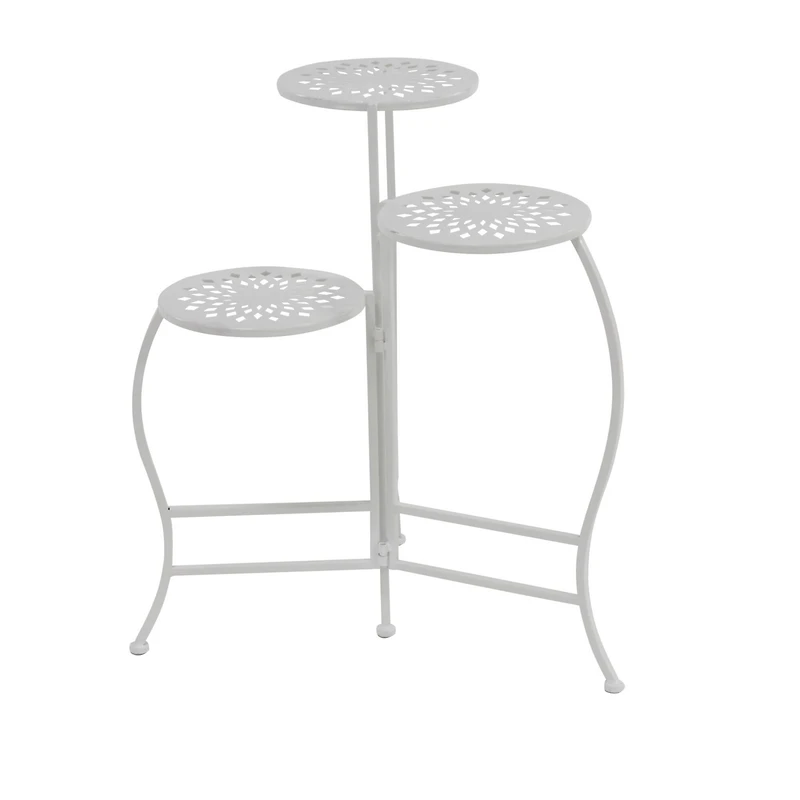 White Metal Traditional Plantstand Set
