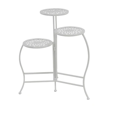 White Metal Traditional Plantstand Set