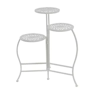 White Metal Traditional Plantstand Set