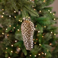 7.5" Gold Pinecone Glass Christmas Ornament