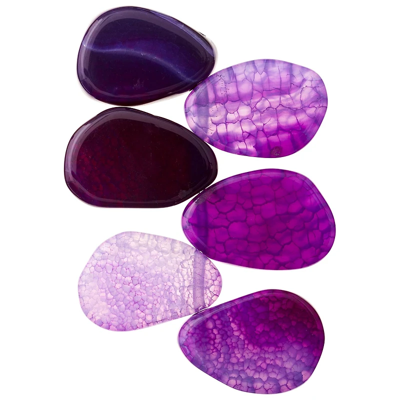 Large Amethyst Agate Lentil Beads, 35mm by Bead Landing™