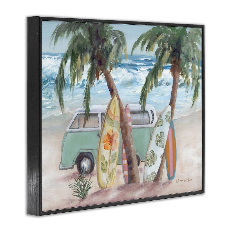 Stupell Industries Summer Waves Tropical Van Surfboards Framed Giclee Art