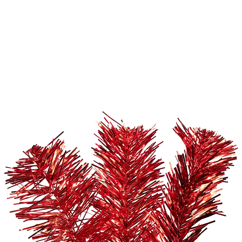 7ft. Unlit Red Artificial Tinsel Christmas Tree
