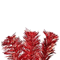 7ft. Unlit Red Artificial Tinsel Christmas Tree