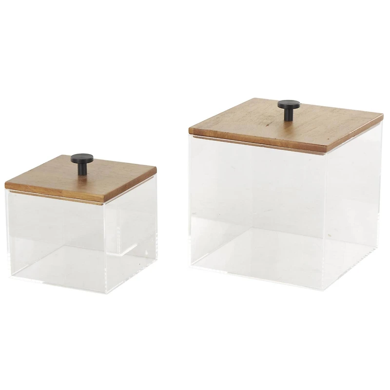 Clear & Brown Box Set with Brown Wooden Lids