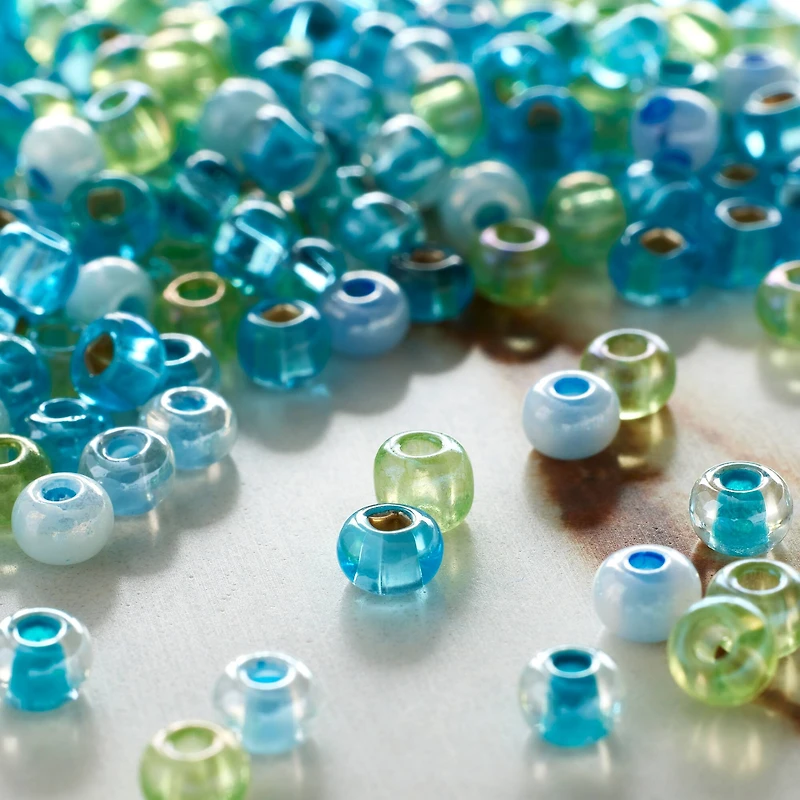 12 Pack: John Bead Angle Blue Mix Czech Glass Seed Beads, 6/0