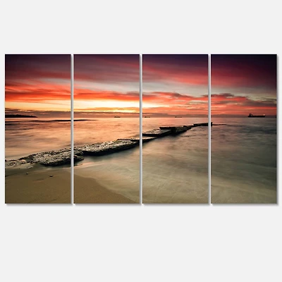 Designart - Wonderful Sunrise on Black Ocean
