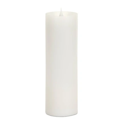 3" x 9" White Simplux LED Pillar Candle Set with Moving Flame