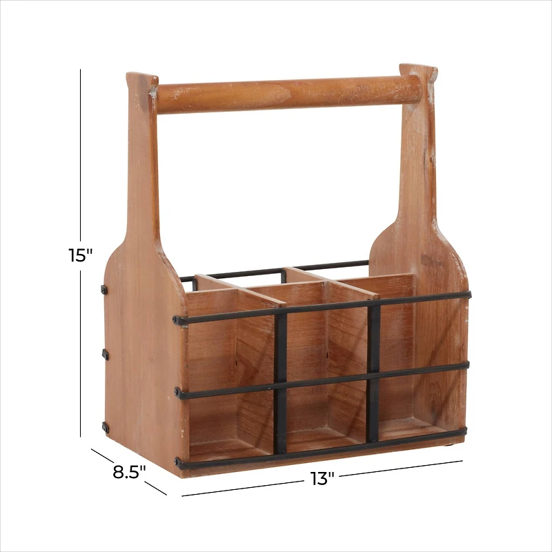 15" Brown Wood Farmhouse Wine Rack