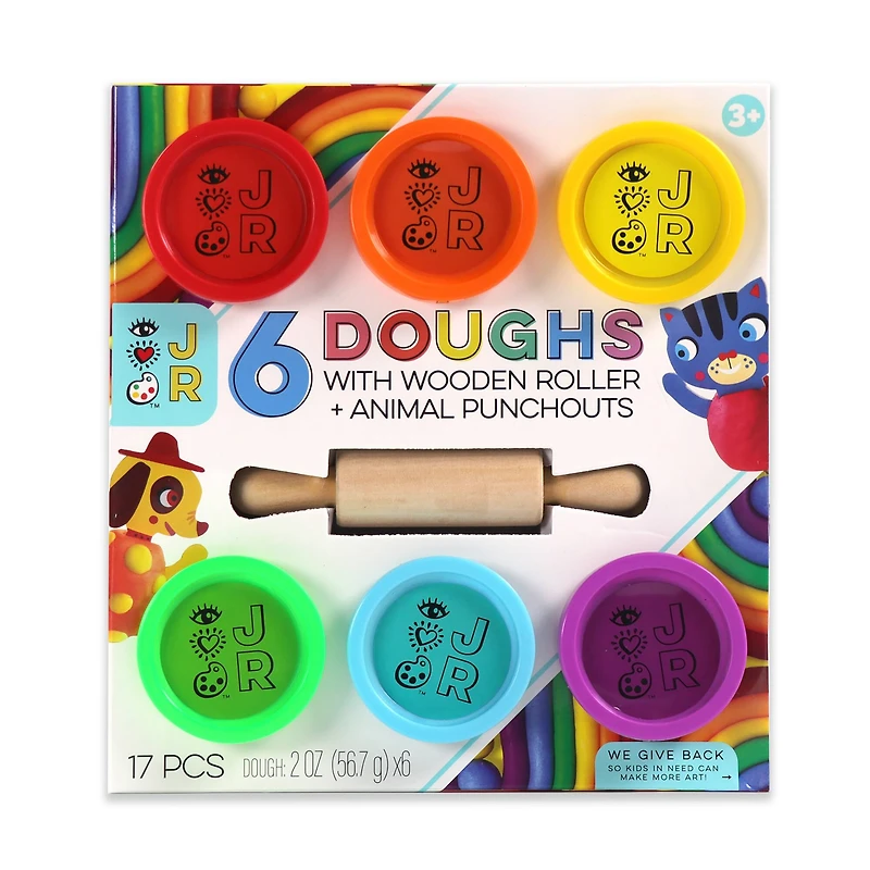 Bright Stripes JR 6 Doughs With Wooden Rolling Pin Set