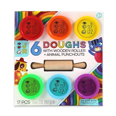 Bright Stripes JR 6 Doughs With Wooden Rolling Pin Set