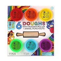 Bright Stripes JR 6 Doughs With Wooden Rolling Pin Set