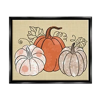 Stupell Industries Autumnal Pumpkins Sunflower Pattern Framed Floater Canvas Wall Art
