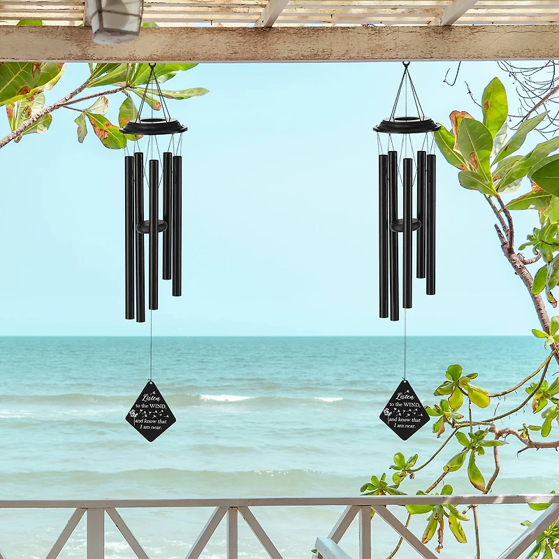 Glitzhome® 38" Matte Black Metal Black Windchime