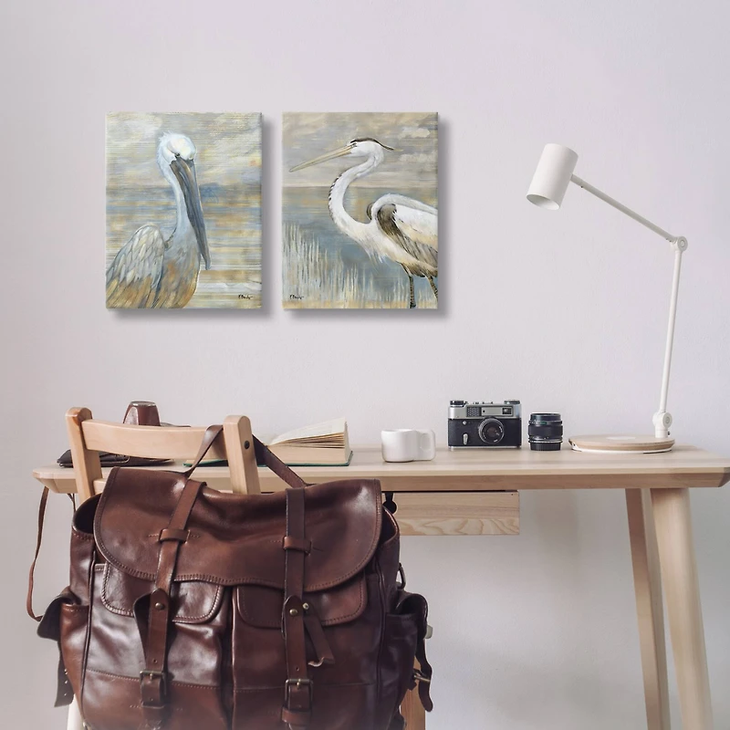 Stupell Industries Sea Birds Abstract Beach Canvas Wall Art Set