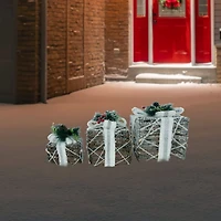 LED Gift Boxes with Pine & Berries Christmas Decoration Set