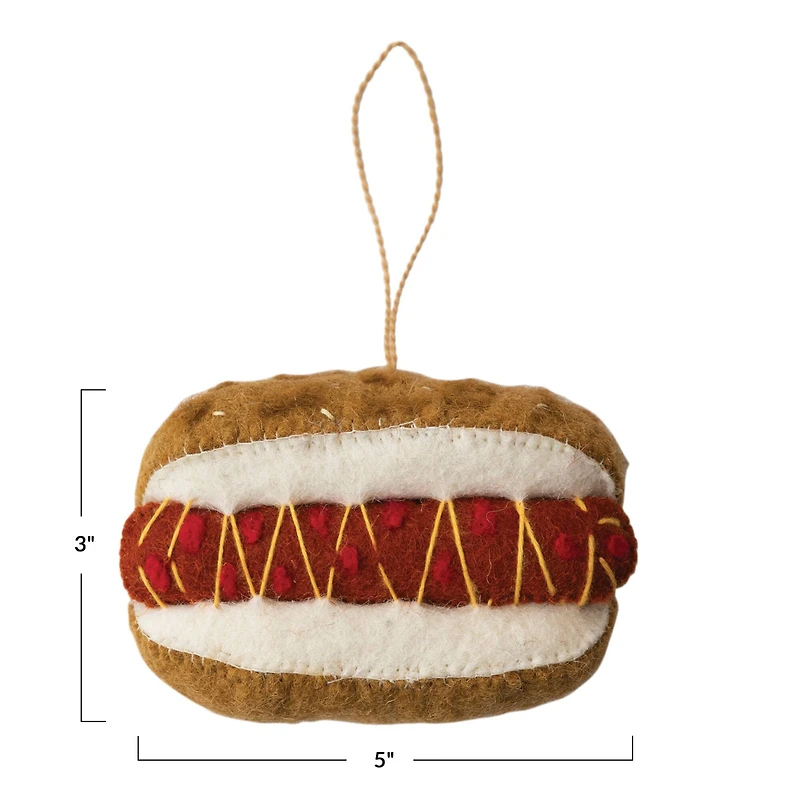 Hello Honey® Handmade Wool Felt Hot Dog Ornament