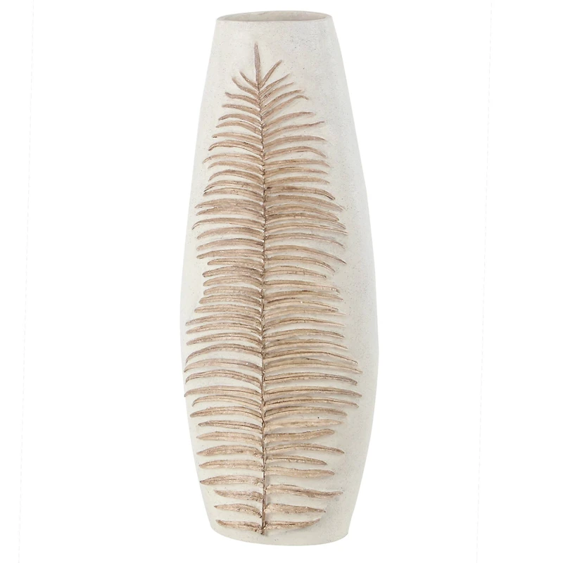 White Polystone Boho Style Vase, 25" x 9" x 8"