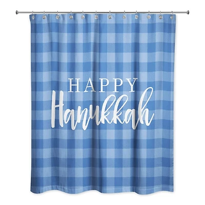 Happy Hanukkah Buffalo Check Shower Curtain