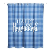 Happy Hanukkah Buffalo Check Shower Curtain