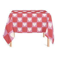 Heart Checkered Board Pattern 58" x 58" Tablecloth