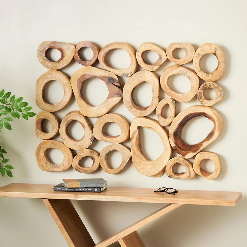 40" x 28" Brown Wood Abstract Wall Décor