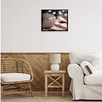 Stupell Industries Football & American Flag Floater Framed Art
