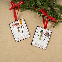 Metal Snowman Sentiment Ornament Set
