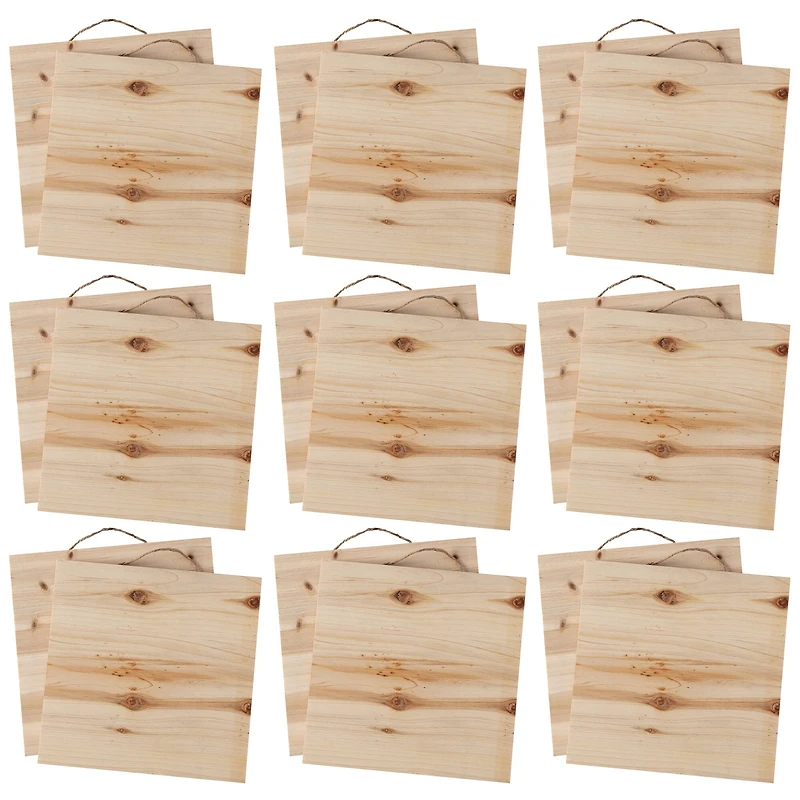 9 Packs: 2 ct. (18 total) 10" x 10" Natural Wood Square Plaques by Make Market®